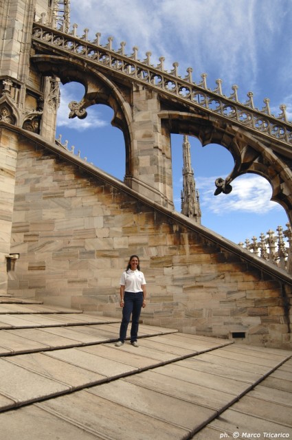 Michelle Bassanesi on the Milan Duomo rooftop