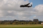 Lancaster bomber over Lancing College